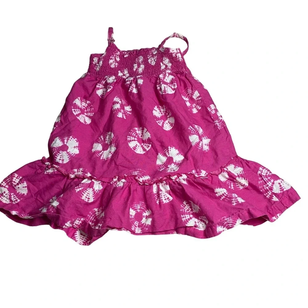 Faded Glory Sundress Girls 24M Pink Tie Dye Smocked Ruffle Kidcore Fairycore